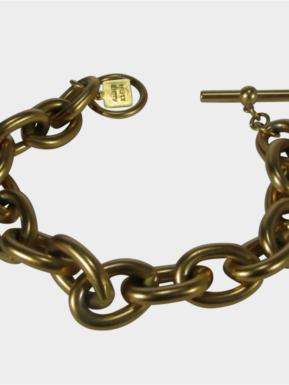 Vintage Anne Klein Signed Gold Tone Chunky Chain Bracelet Toggle Clasp